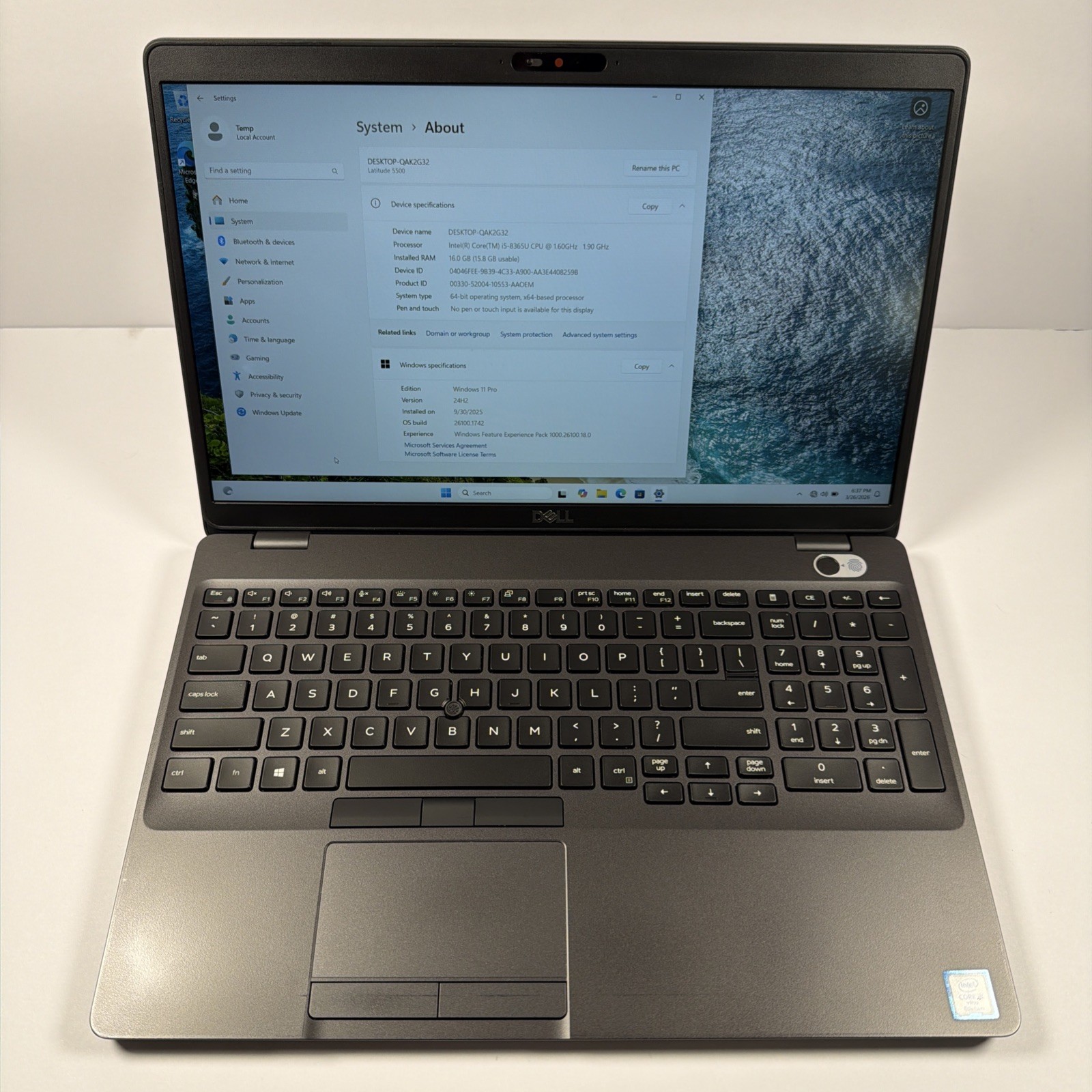 Dell Latitude 5500 15.6″ Intel Core i5-8365U 16GB RAM 256GB NVMe Win11Pro – READ