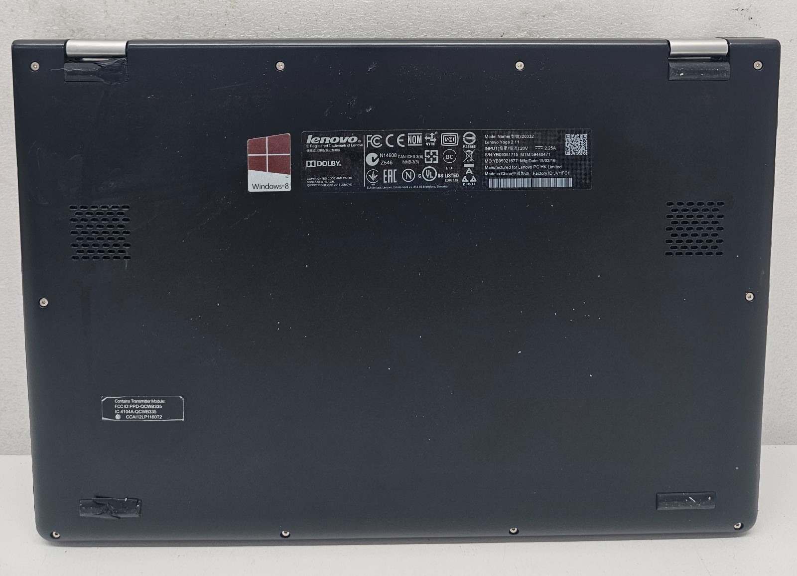 Lenovo Yoga 2 11 Laptop Intel Pentium N3540 4GB Ram 500GB HDD NO OS (FL)
