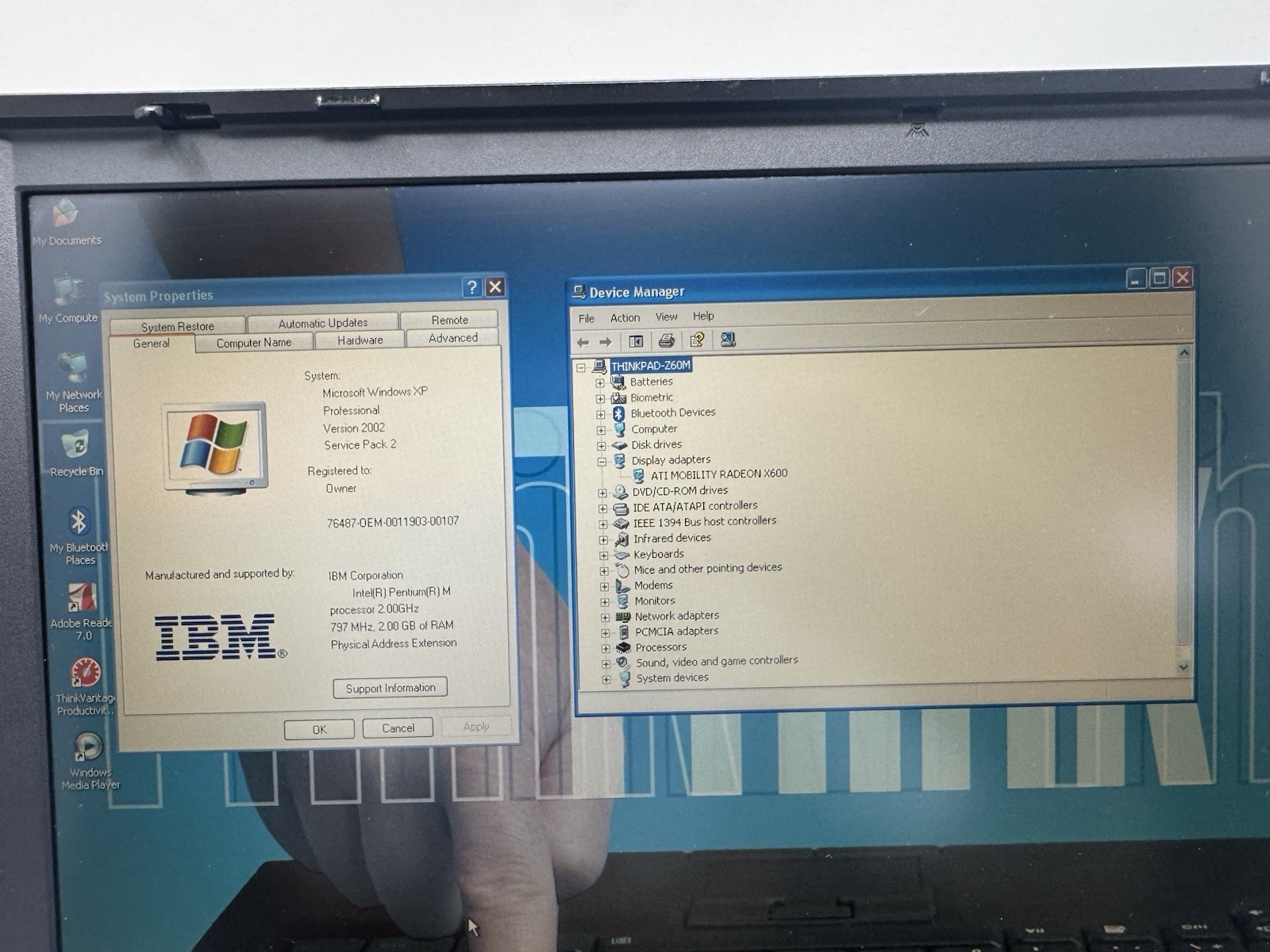 IBM ThinkPad Z60M Pentium M 2.0GHz 2GB RAM 80GB HDD XP Pro Radeon X600