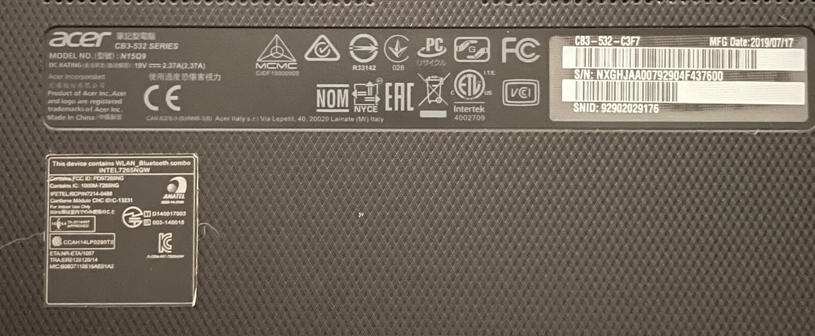 acer chromebook 15 cb3-532