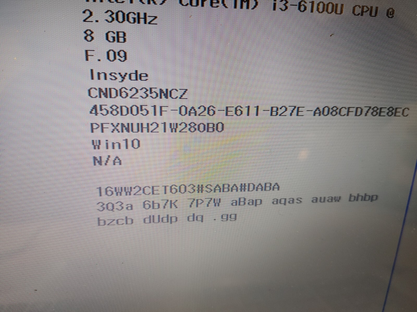 HP ProBook Core i3-6100U@ 2.30GHz, NO RAM ,NO HD ( Selling Motherboard )
