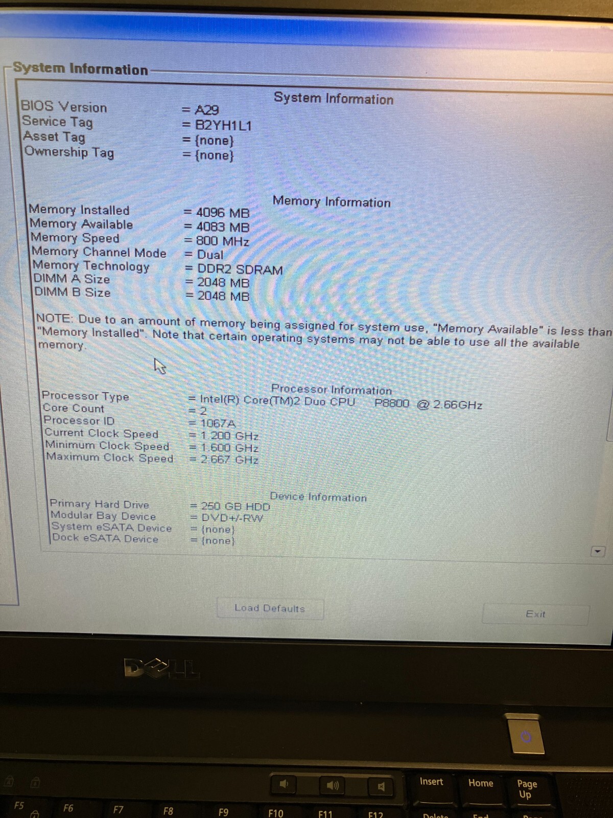 Dell Latitude E6500 Laptop 15.4″ 4GB DDR2 RAM 250GB CORE2DUO 2.6 FOR PARTS