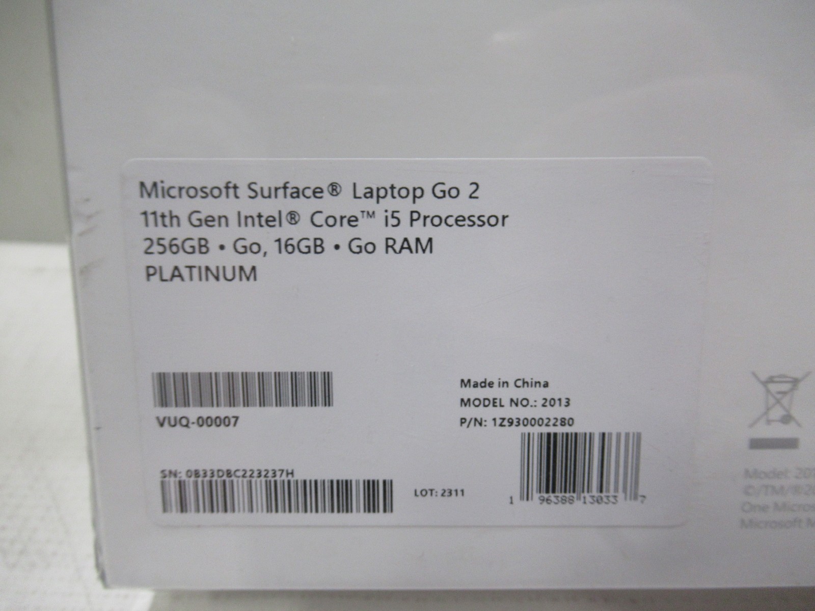 Microsoft Surface Laptop Go 2 12.4″ (256GB SSD, Intel Core i5 11th Gen, 16GB RAM