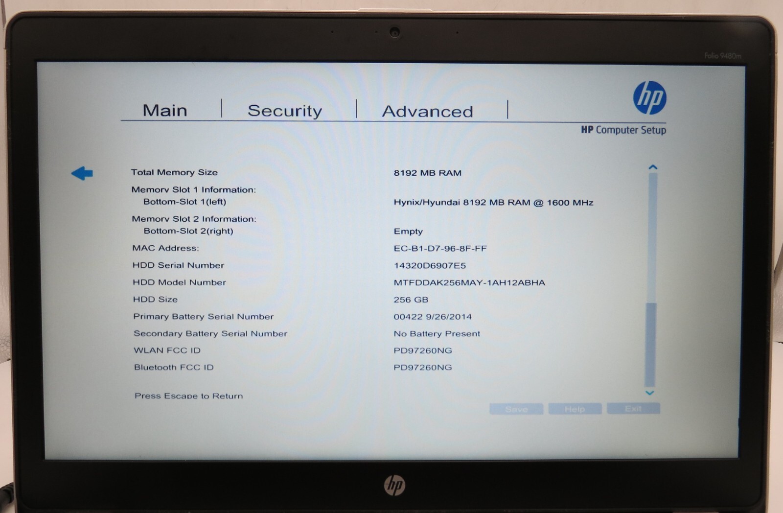 HP EliteBook Folio 9480M-14″-i5-4310U@2.0GHz-8GB DDR3 RAM-NO OS/STRG *READ*
