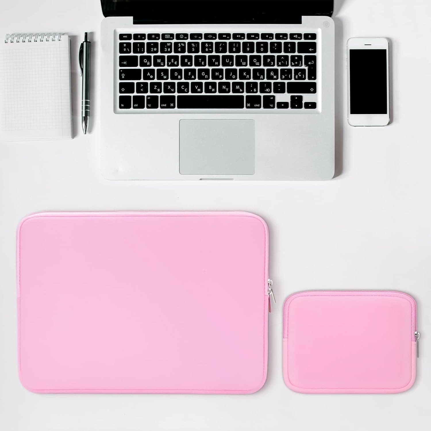 Protective Soft Padded Zipper Cover for 14″ Notebook Laptop Sleeve Case in Pink