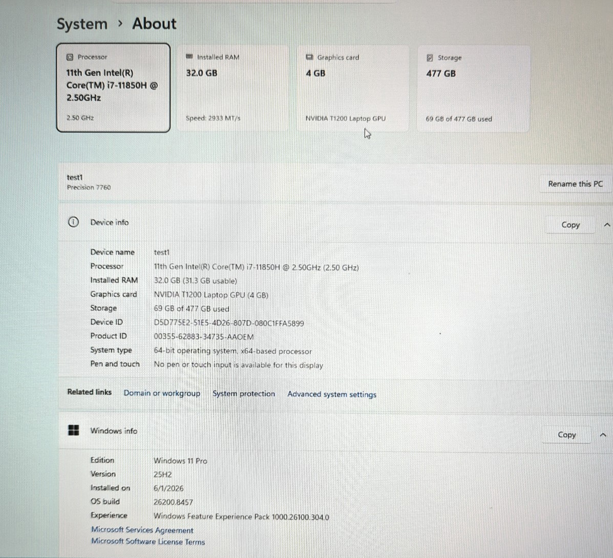 Dell Precision 7760 – i7-11850H | 32GB | 512 | Nvidia T1200 | Reconditioned w/AC