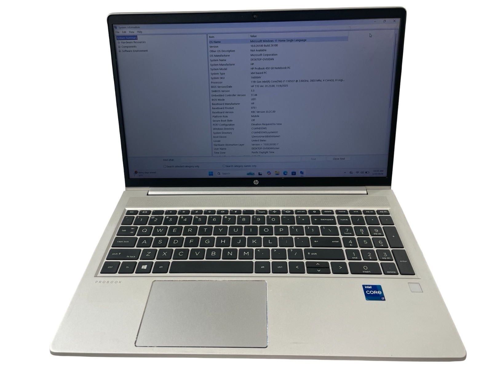 HP ProBook 450 G8 Core i7-1165G7@2.80GHz Core 4 8GB RAM 500GB NVMe Win. 11-No AC