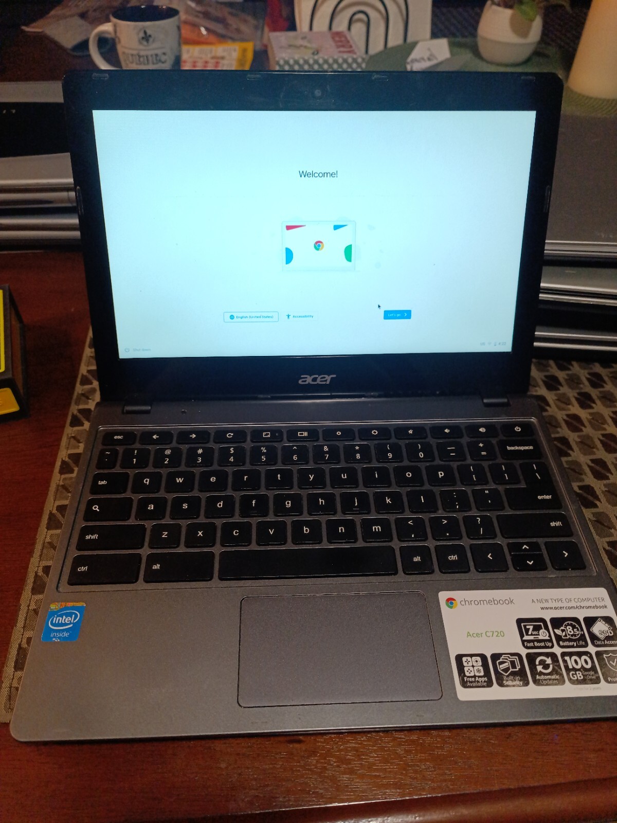 Acer C720-2800 ZHN Chromebook 64GB M.2 NGFF SSD Gray Celeron 2955U 4GB RAM