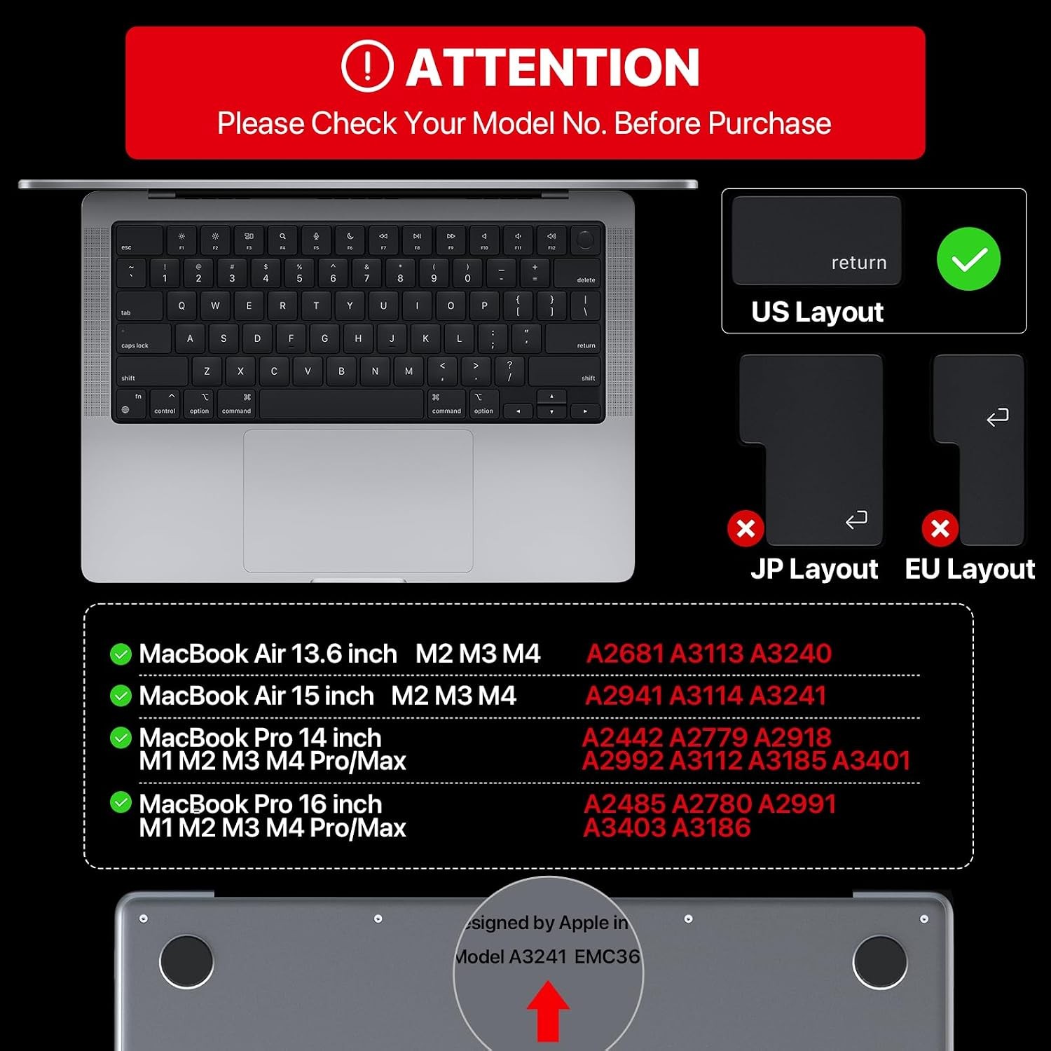 Premium Keyboard Cover Protector for 2025 2024 2023 2022 2021 M5/M4/M3/M2/M1 Pro