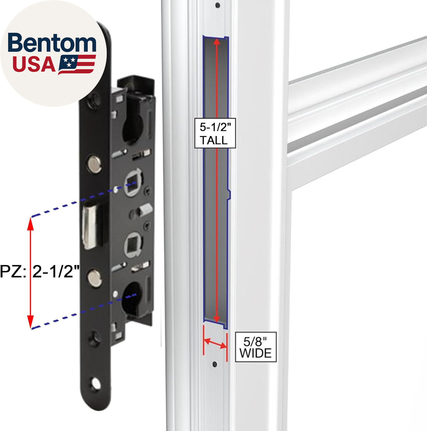 2 Point Bolt Mortise Lock Replacement Fits for Pella Storm Doors ONLY, 2-1/2″ Ha
