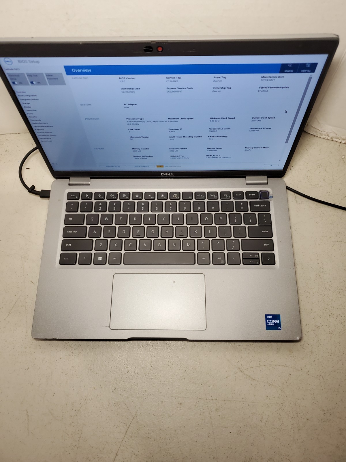 Dell 14″ Latitude 5421 i5-11500H 2.9GHz 4GB RAM No SSD/OS/BATTERY! #69