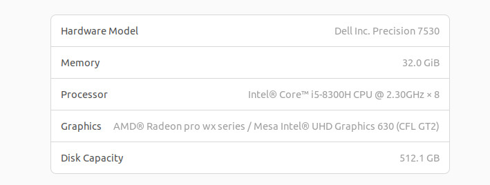 Dell Precision 7530 15.6″ FHD i5-8300H 32GB RAM 512GB NVMe No OS Radeon WX 4150