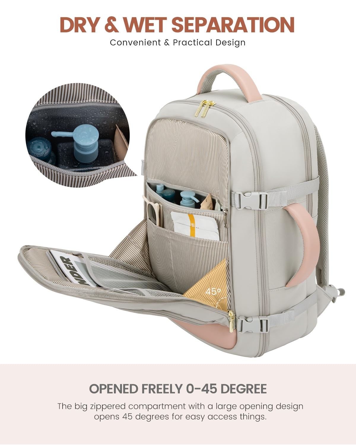 LOVEVOOK 40L Travel Backpack Women Carry On Flight Approved TSA 17″ Laptop