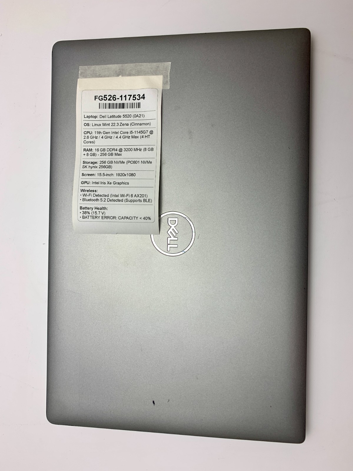 Dell Latitude 5520 | i5-1145G7 | 16GB RAM | 256GB NVMe | LINUX