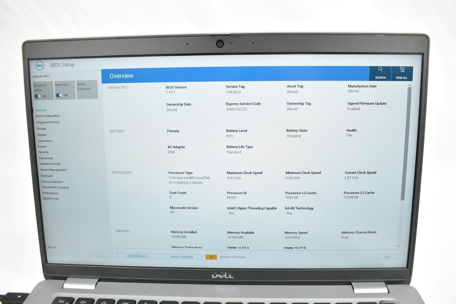 Dell Latitude 5421 Laptop i5-11500H 2.90GHz 16GB 256GB SSD 14″ No OS *See Issues