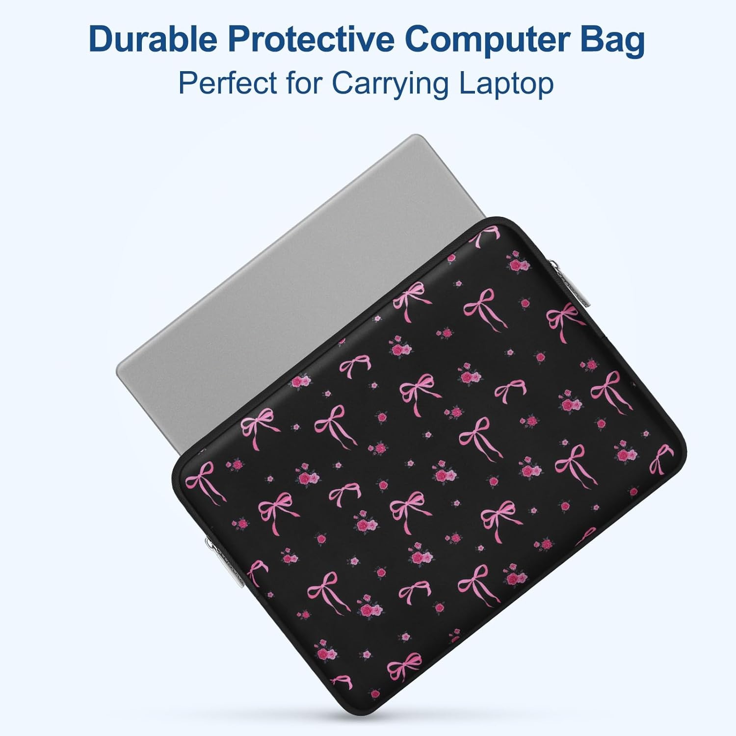 Neoprene Laptop Sleeve for 13.3 Inch Laptops, Includes Small Case Cover, Roses&B