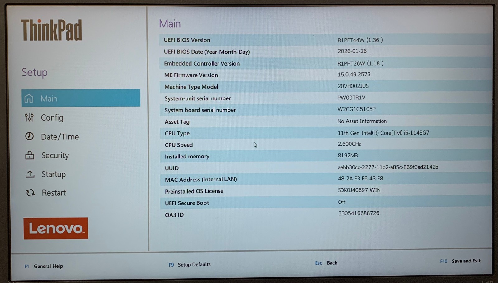 Lenovo ThinkPad L13 Gen 2 14″ Laptop i5-1145G7 8GB RAM 256GB NVMe, As Is