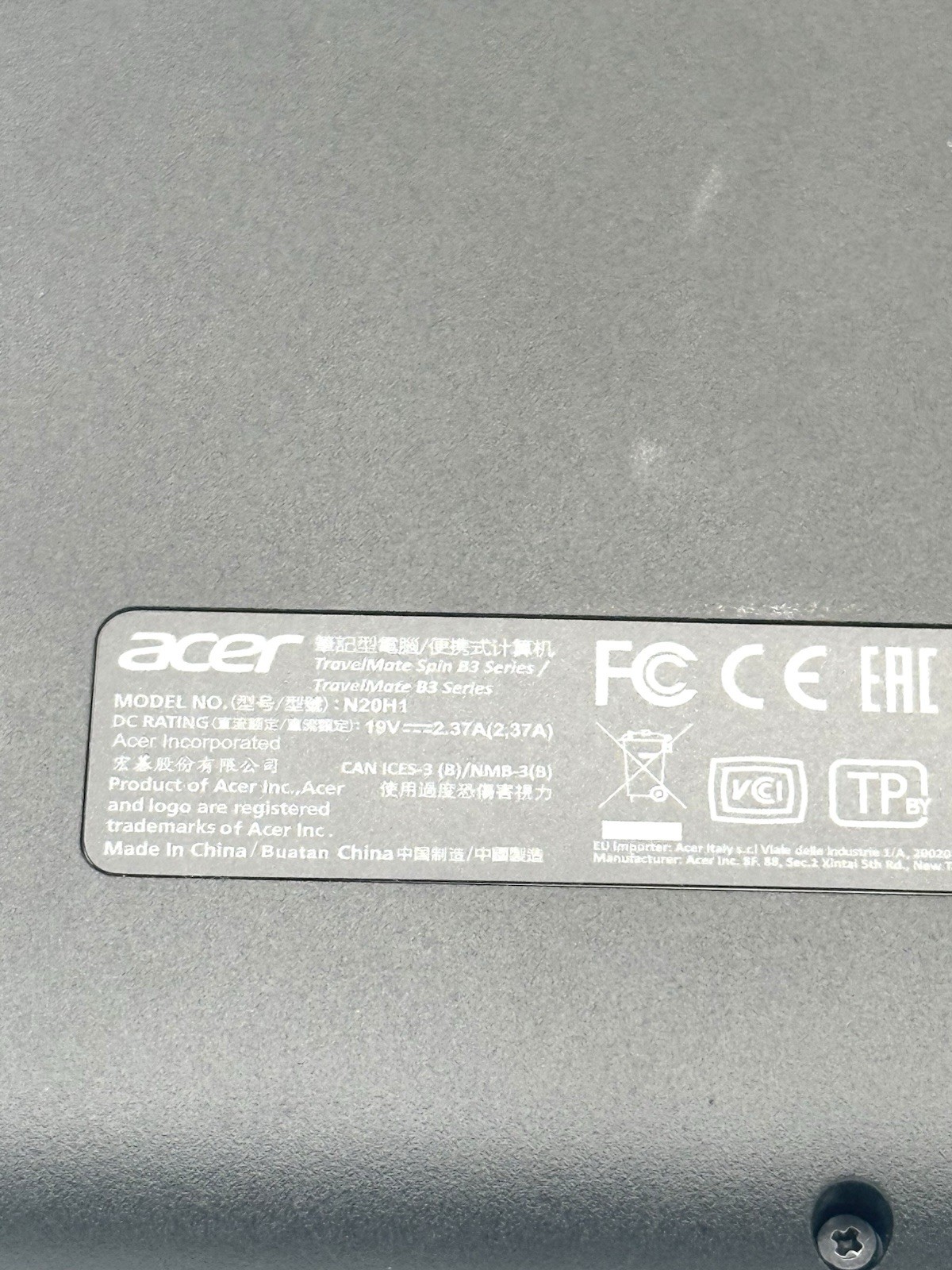 Acer TravelMate Spin B3 N20H1 11.6” 2-in-1 Touch Laptop Tested w/ OEM Charger