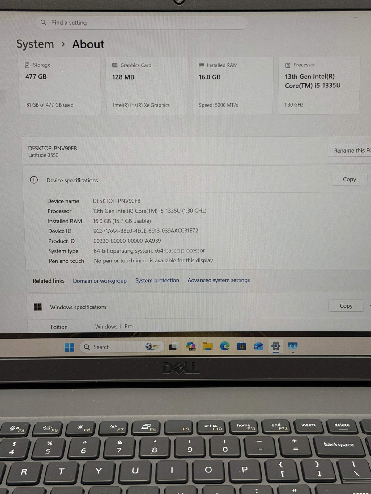 Dell Latitude 3550 15″ Core i5-1335U 16GB RAM 512GB SSD