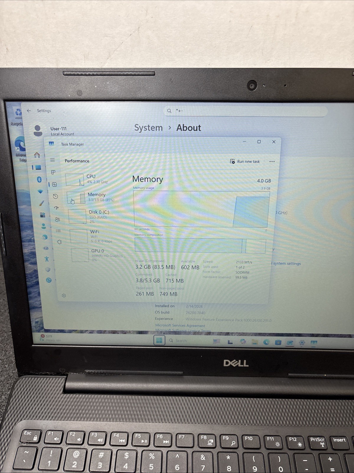 Dell Inspiron 3584 |15.4″| i3-7020U | 4GB Ram | 128GB SSD | WIN 11