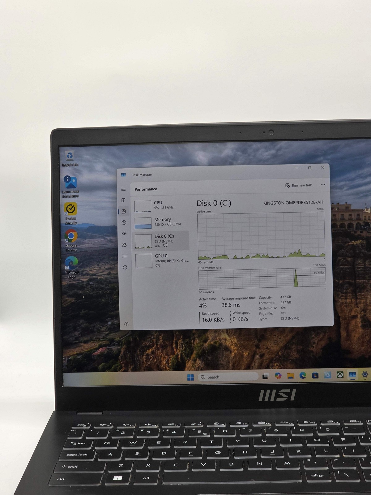 MSI Modern 15 B12M Intel Core I7-1255U 16GB RAM 512GB Used w/ Charger