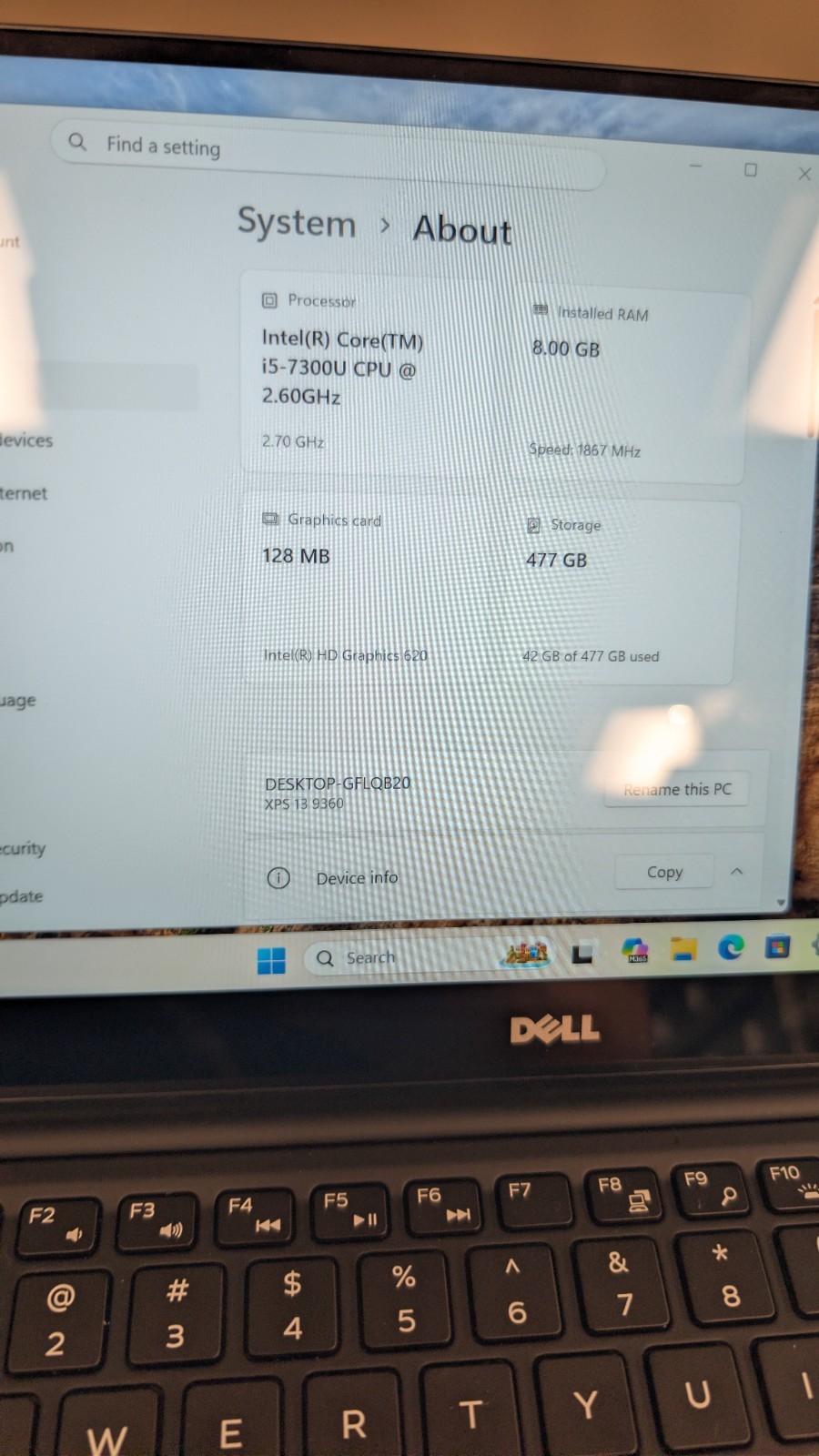 Dell XPS 13 9360 13.3″ Touch i5-7300U 2.6GHz 8GB RAM 512GB SSD Windows 11 Pro