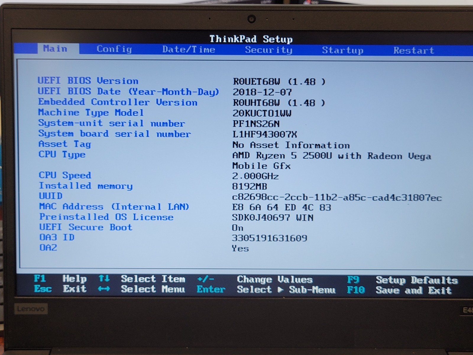 Lenovo ThinkPad E485 14″ Laptop AMD Ryzen 5 Type 20KU 8GB RAM 128GB SSD – *READ*