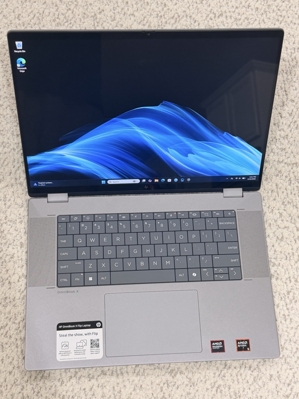 HP OmniBook X Flip 16″ 2-in-1 Touch Screen (Ryzen 5 220, 8GB/512GB SSD)