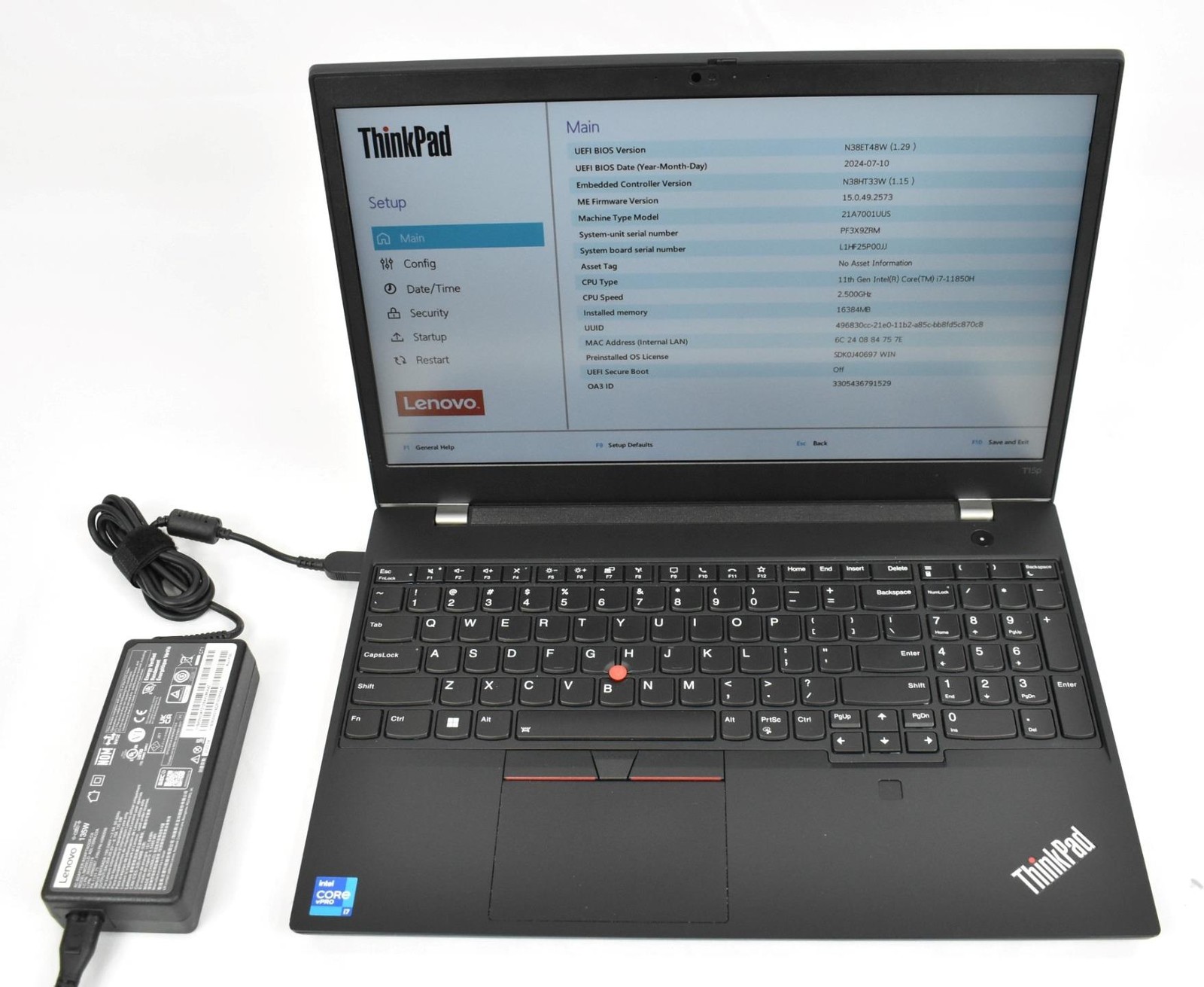 Lenovo ThinkPad T15p Gen 2 i7-11850H 2.5GHz 16GB 1TB SSD No OS GTX 1650 *See*
