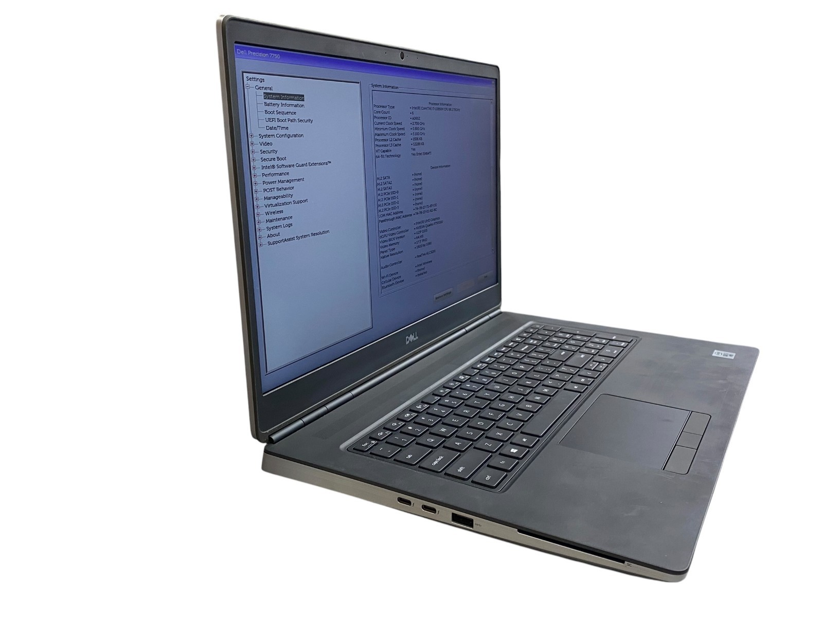 Dell Precision 7750 17″ i7-10850H CPU 2.70Hz 32GB Ram No SSD NO OS