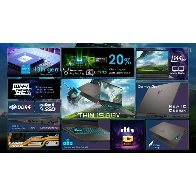 MSI Thin 15 Gaming Laptop 15.6″ FHD Intel i5-13420H 16GB RAM 512GB SSD RTX 4050