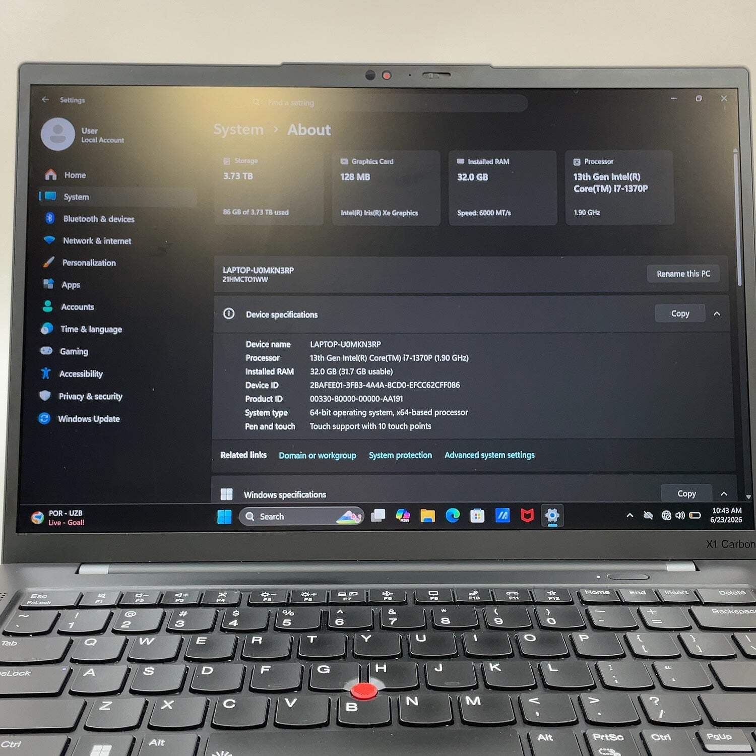 Lenovo ThinkPad X1 Carbon Gen 11 21HMCTO1WW 14″ i7-1370P 1.9GHz 32GB RAM 4TB SSD