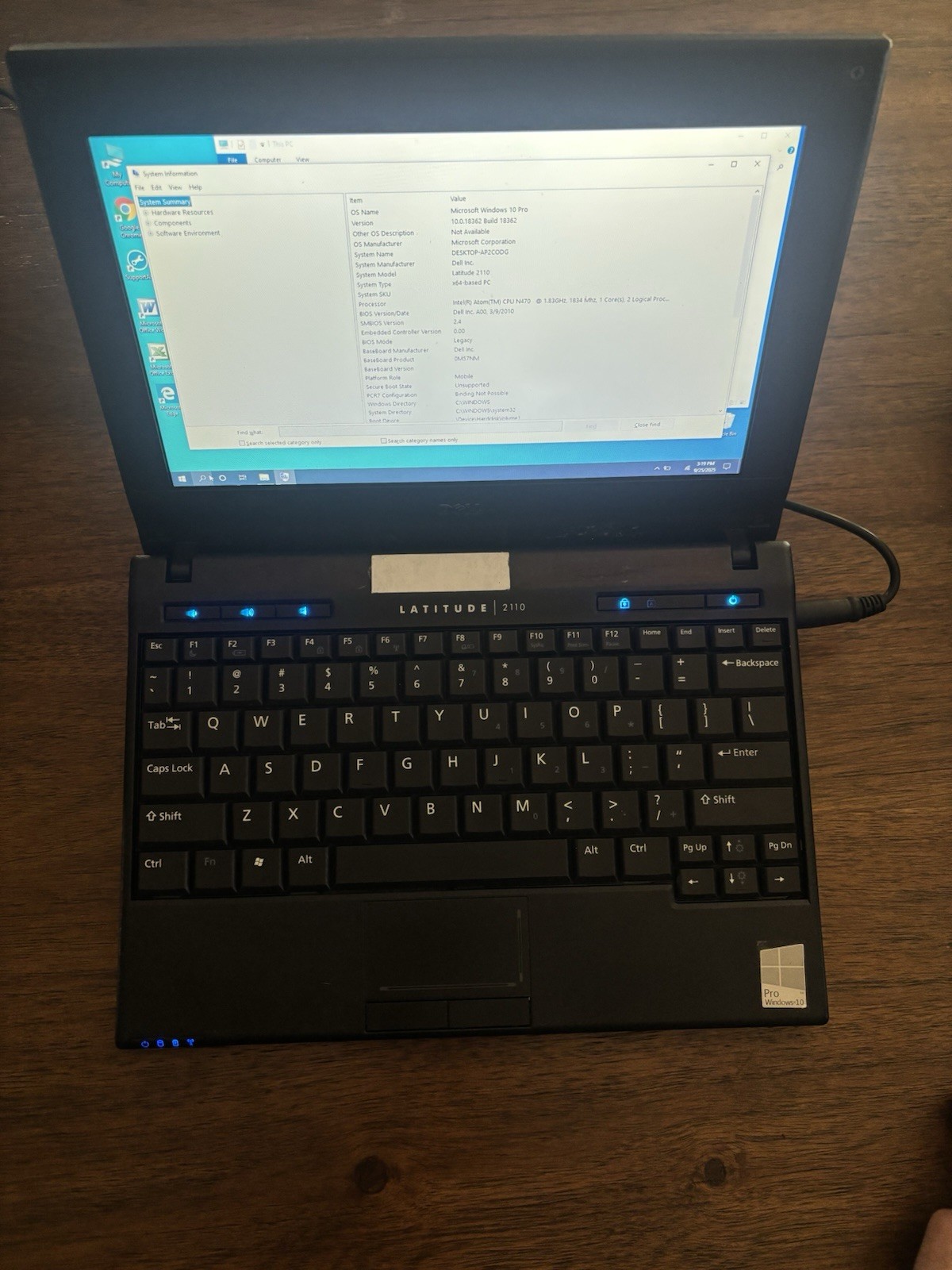 Dell Latitude 2110 Laptop Intel Atom N470 @ 1.83GHz 2GB 10.1″ LCD Win XP pro