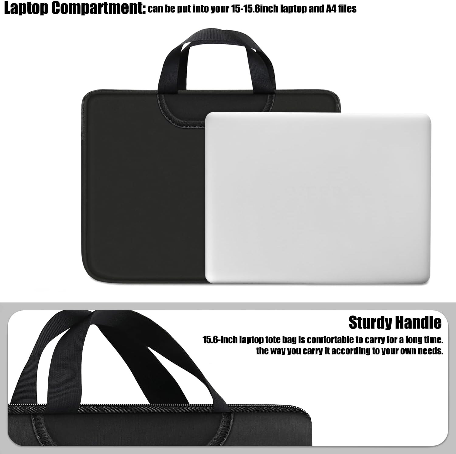 Neoprene Laptop Sleeve with Handle, 17 Inch Protective Case for 15.6 Laptops – B