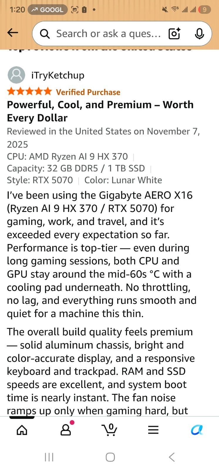 GIGABYTE AERO X16 Copilot+ Laptop 16″ QHD+ Ryzen AI 9 HX 370 RTX 5070 32GB…