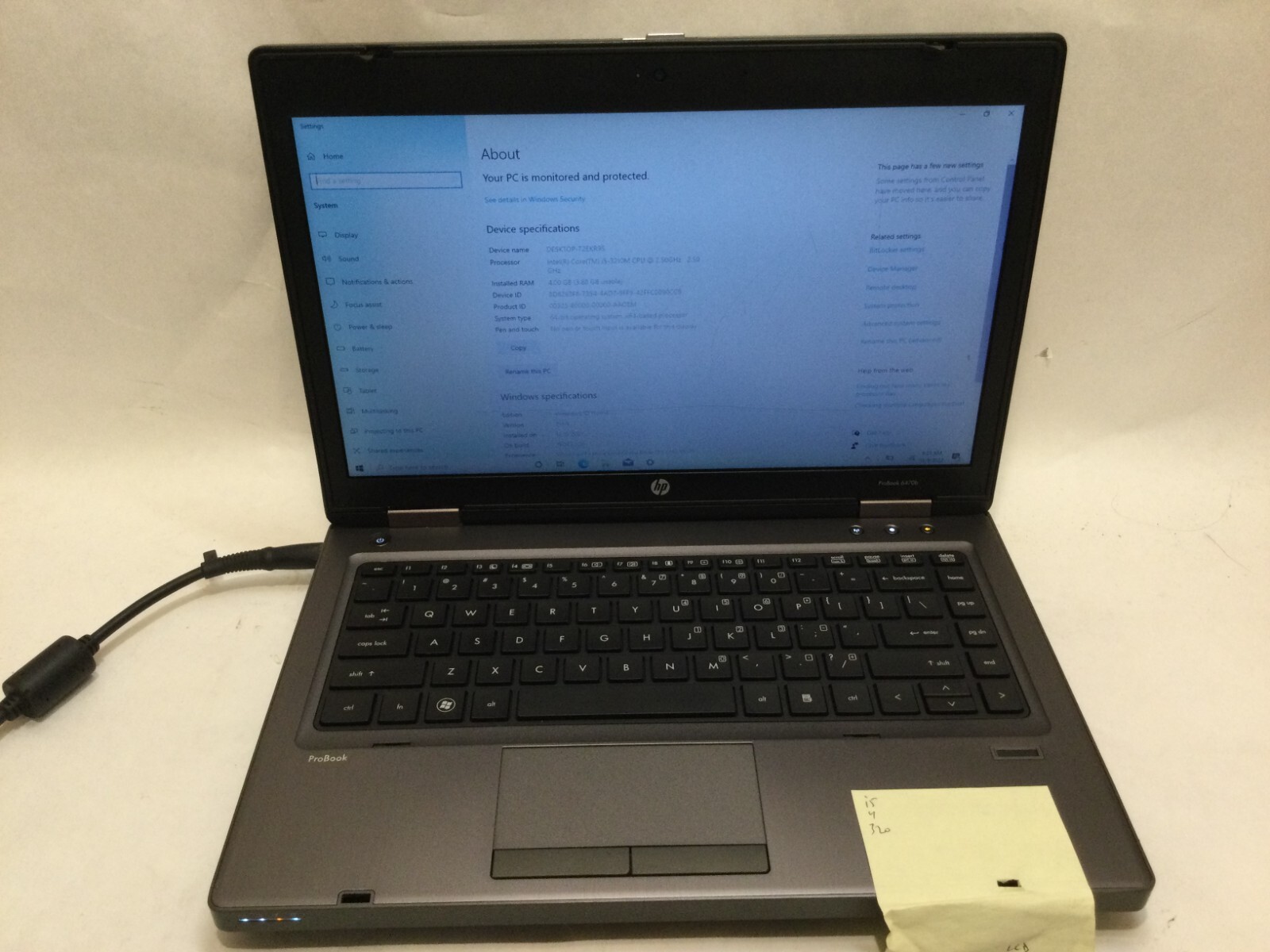 HP ProBook 6470b / Intel Core i5-3210M / Windows 10 Home / C-GRADE W/ ADAPTER