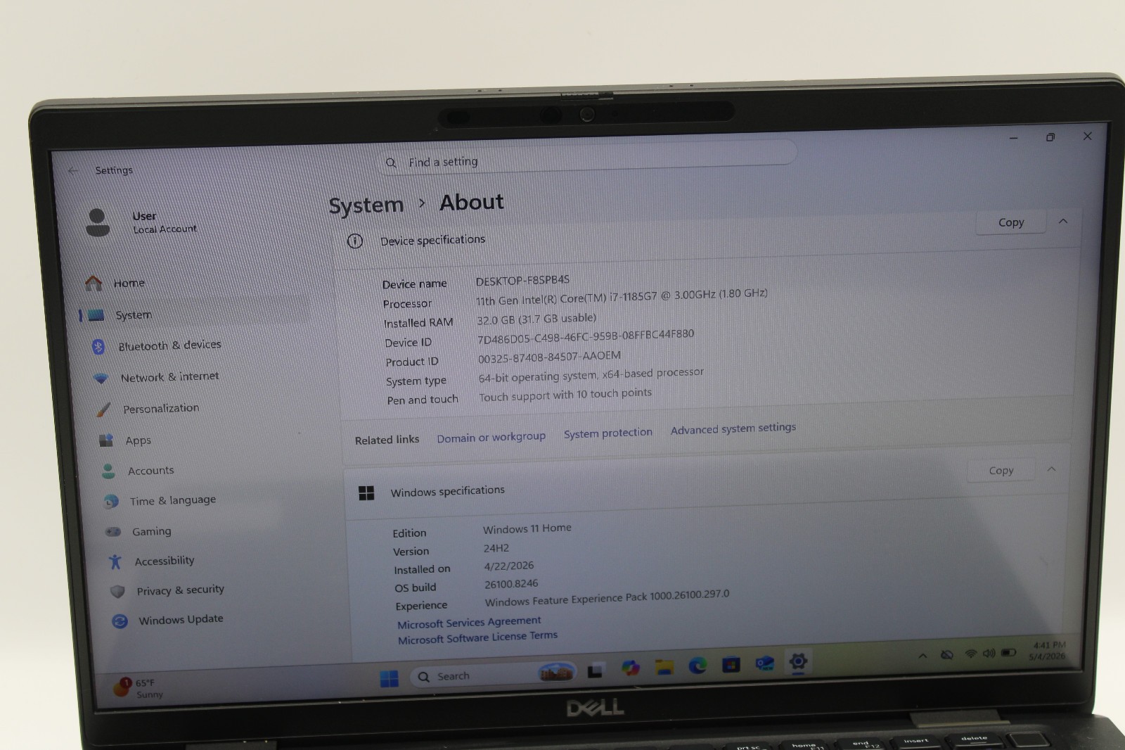 Dell Latitude 7420 Touch i7-1185G7 @ 3 GHz 32GB RAM 256GB SSD W11H