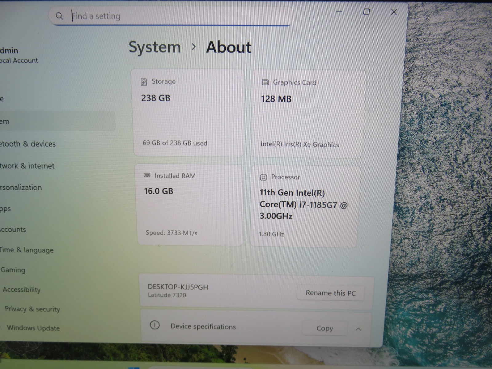 Dell Latitude 7320 13.3″FHD TOUCH i7-1185G7 3GHz 16GB 256GB SSD Windows 11 Pro