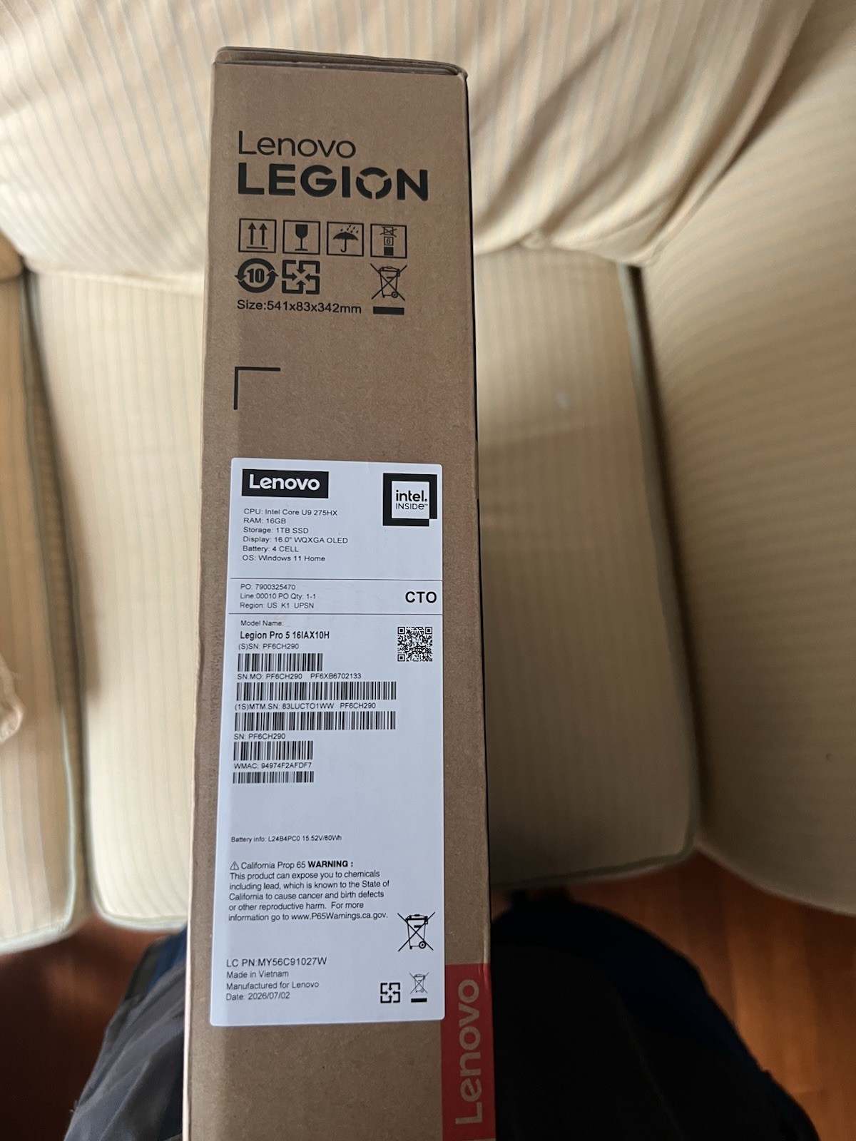 Lenovo Legion Pro 5 16in Ultra 9 275HX 1TB SSD RTX 5070 Ti QHD+ OLED