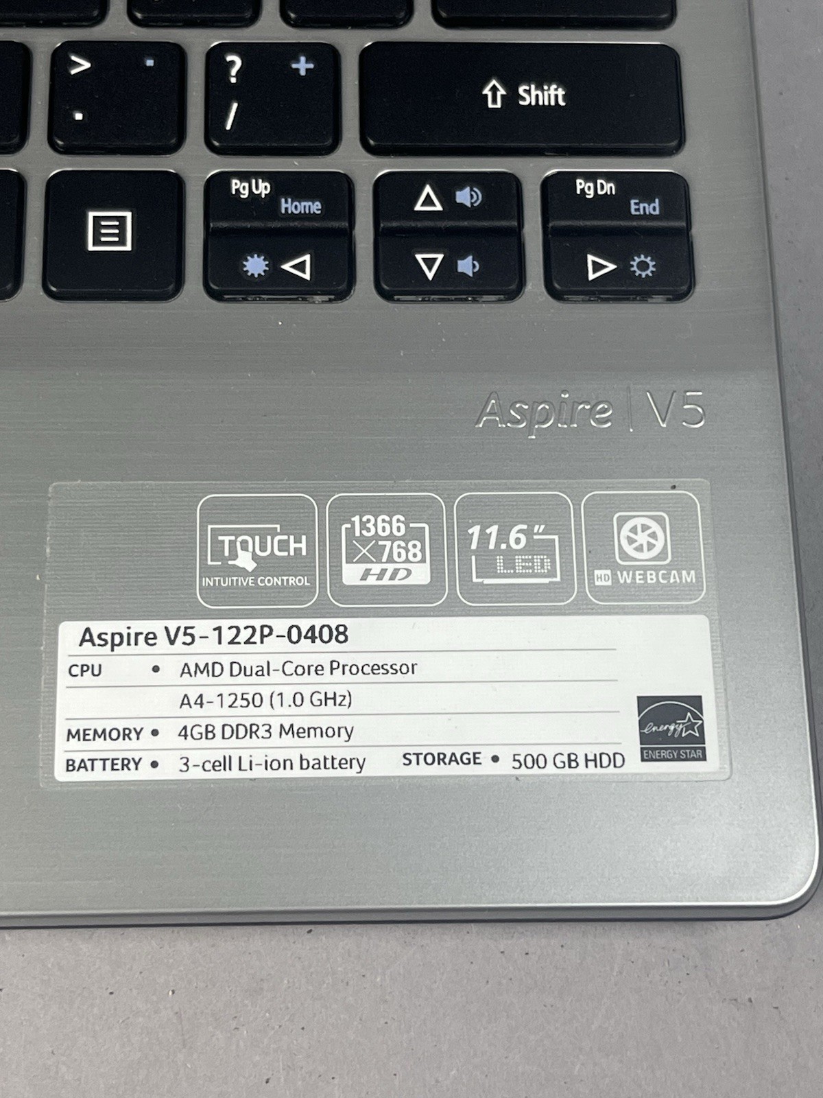Acer Aspire V5 122p 0408 Laptop AMD Dual-Core A4-1250 4 GB Storage 11.6″ Screen