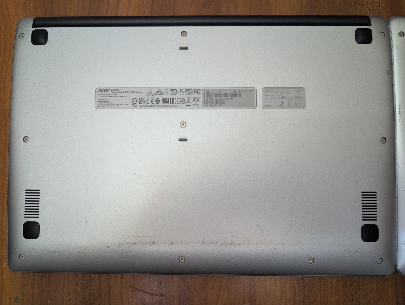 Lot Of 2 x Acer Chromebook CB315-3H- Series Model N19Q3 Broken Screens