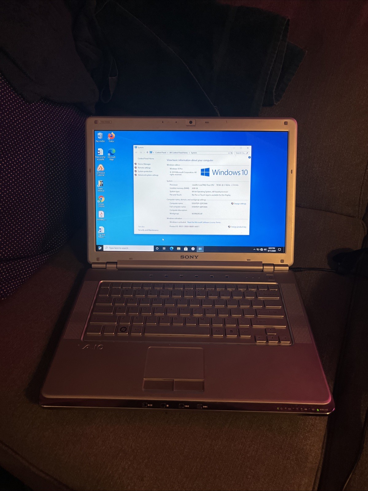 Vintage Sony Vaio PCG-5L2L Windows 10 Core 2 Duo, 4GB RAM, Tested Works