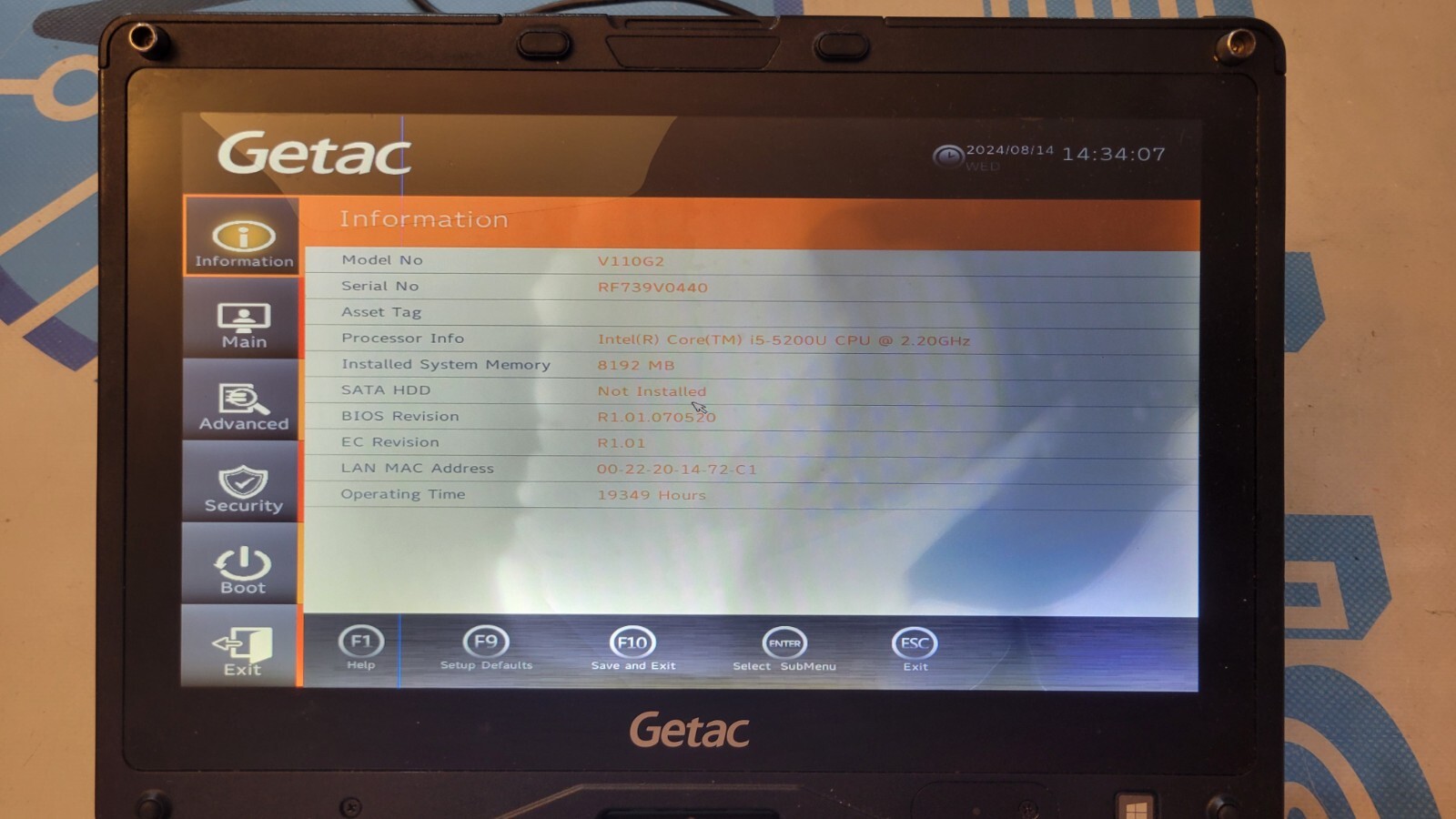 *AS-IS* Getac V110 G2 Rugged ToughBook i5-5200U 2.20 GHz 8GB RAM *No HD 19349hrs