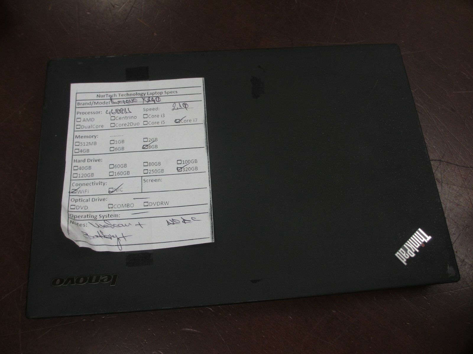 Lenovo ThinkPad X240 12.5″ 2.10Ghz i7-4600U 8GB 320GB WebCam Laptop [NO OS/AC]