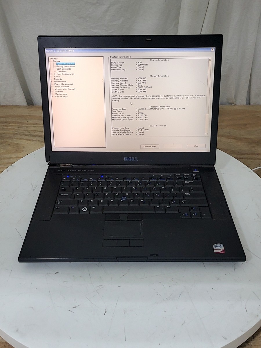 DELL PRECISION M4400 Laptop Intel CORE2 DUO P8400 4GB SEE NOTES