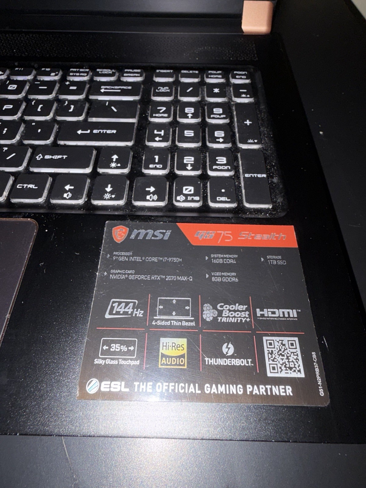 MSI GS75 Stealth 17” Gaming Laptop | i7-9750H | RTX 2070 Max-Q | 32GB RAM | 1TB