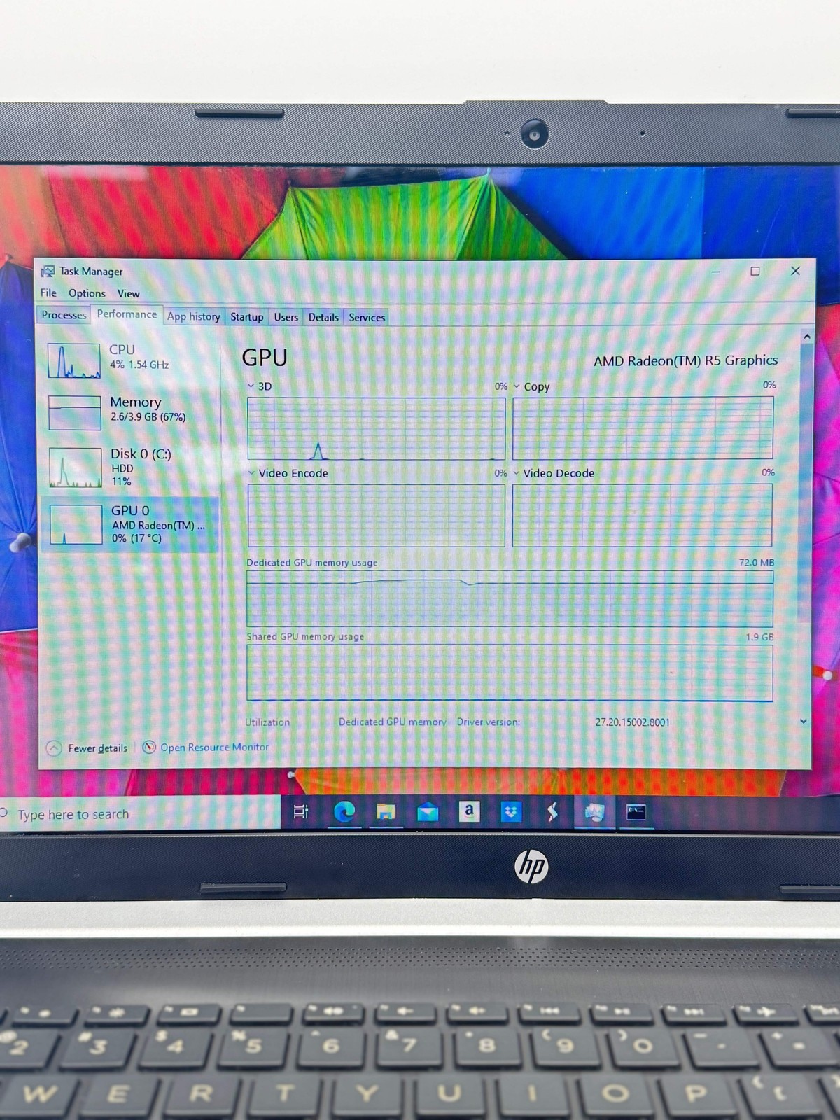 HP 15-db0031nr 15.6″ AMD A9 4GB 1TB HDD Black Used