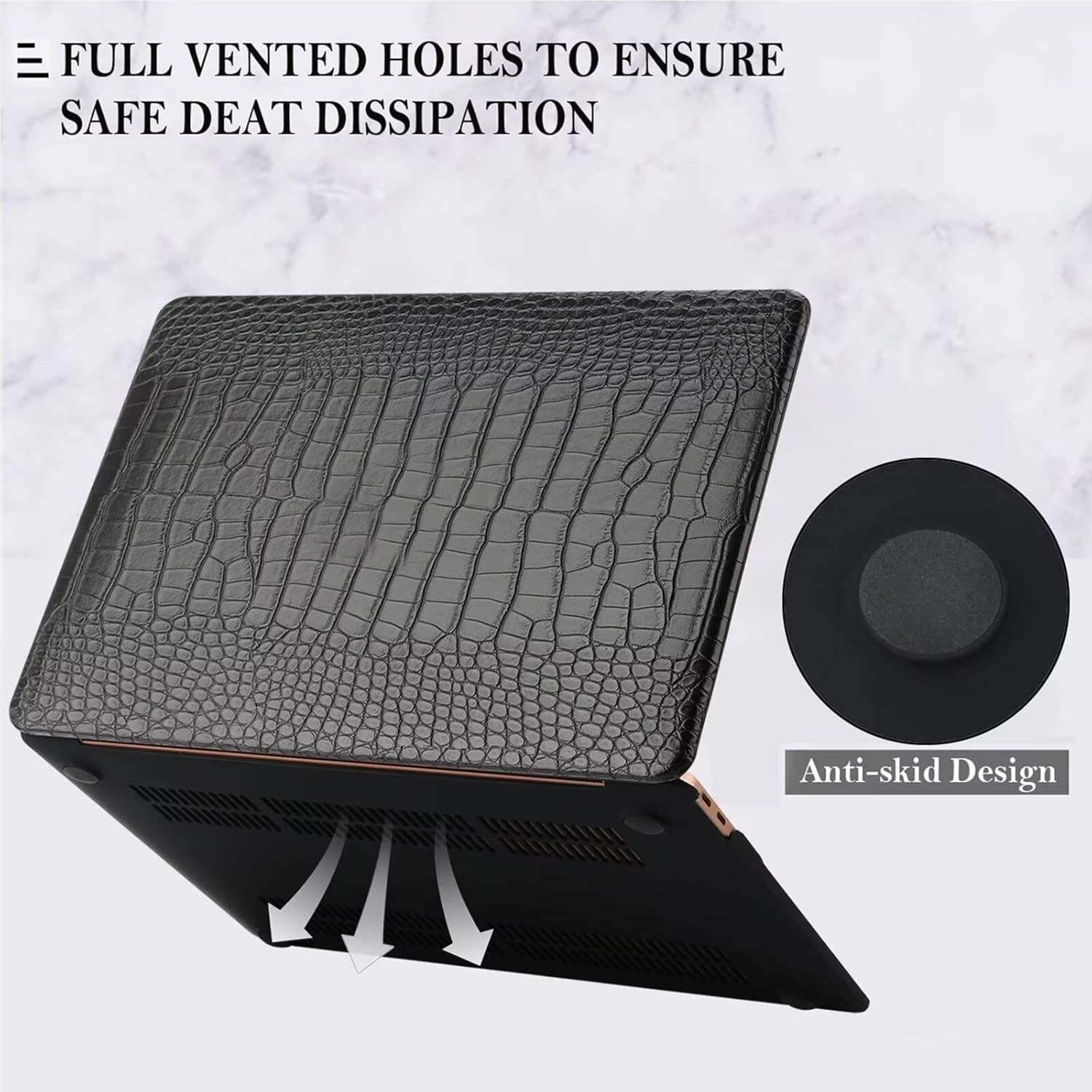 Compatible with 2022-2025 MacBook Air 13.6 Inch Case with Touch ID, Black