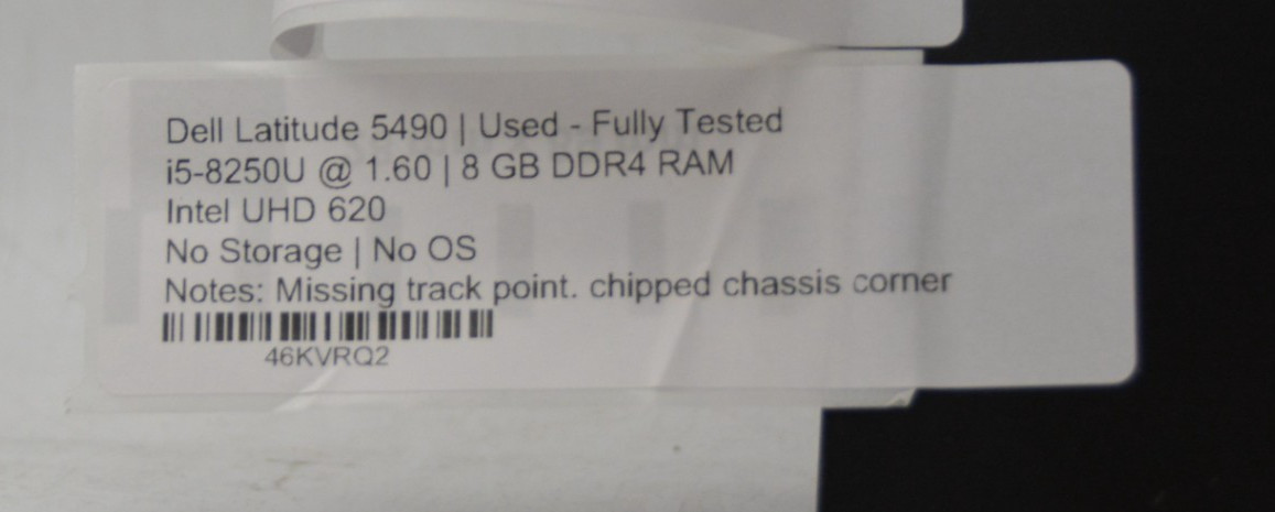 Dell Latitude 5490-i5-8250U-@1.6GHz-8GB RAM-NO STORAGE OR OS *USED/TESTED* READ