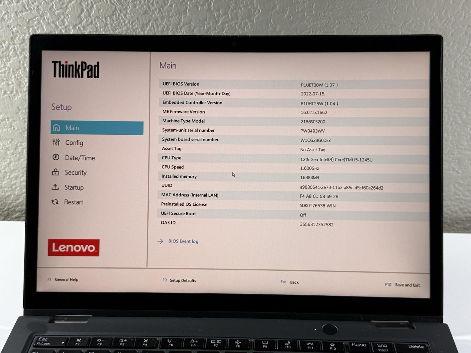 Lenovo ThinkPad L13 Yoga Gen 3 – i5-1245U 1.6GHz – 16Gb – NO SSD NO OS READ”